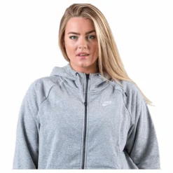 Essential Zip Hoodie Plus Grey