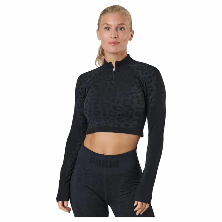 Formknit Seamless Cropped 1/4 Puma Black-leopard Print