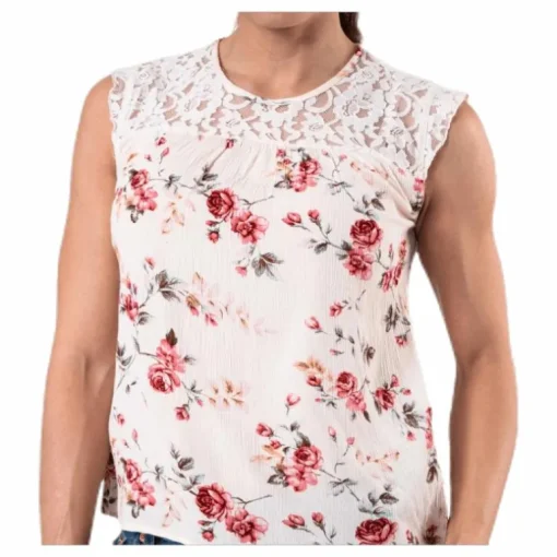 Karmen S/L Top Aop Wvn Beige