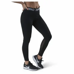 Nike Pro Women's Mid-Rise Mesh-Paneled Leggings BLACK/WHITE