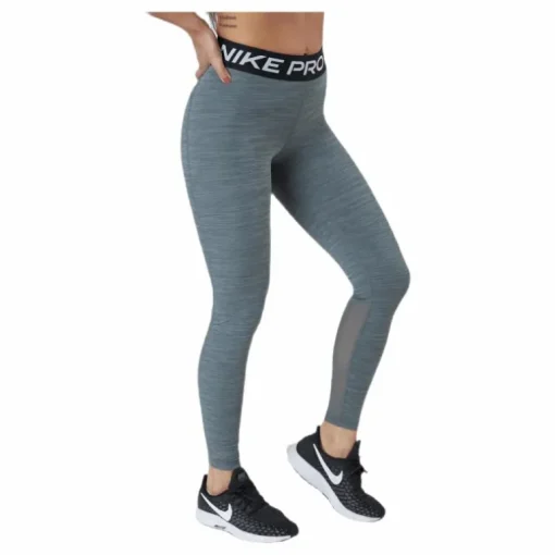 Nike Pro Women's Mid-Rise Mesh-Paneled Leggings SMOKE GREY/HTR/BLACK/WHITE