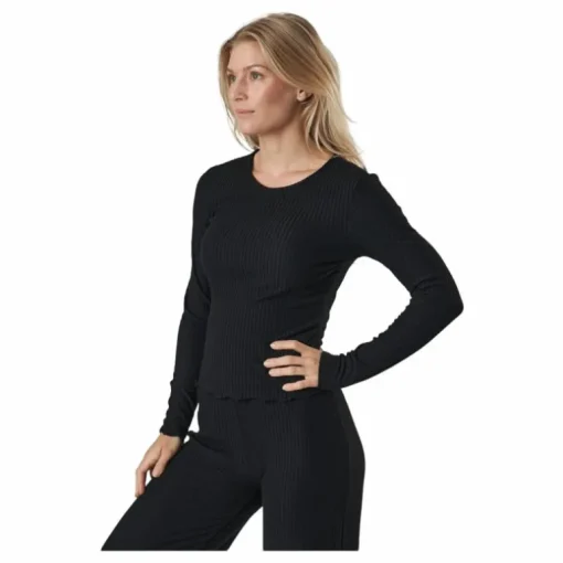 Onlnella L/s O-neck Rib Top No Black