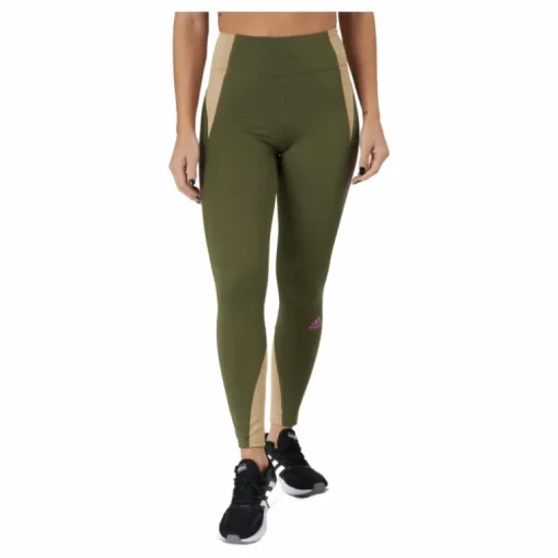 Own The Run Block 7/8 Running Leggings Women Focus Olive / Beige Tone