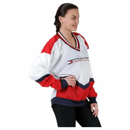 Pull Over Jacket With Iconic Rib Red