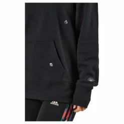 Relaxed Hoodie with Healing Crystals-Inspired Graphics Black