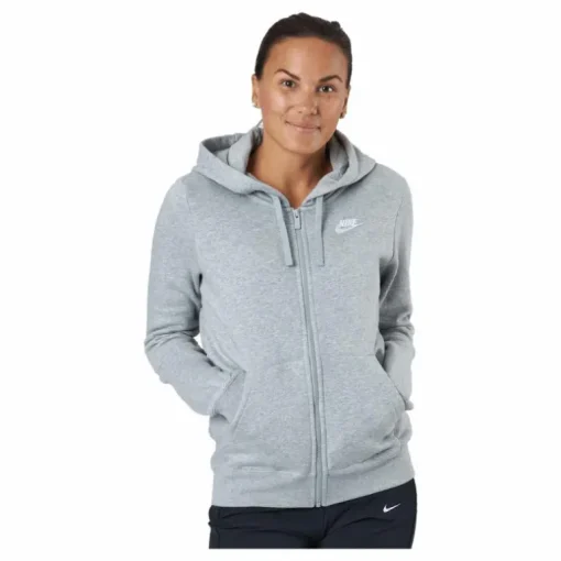 Sportswear Club Fleece Women's Full-Zip Hoodie DK GREY HEATHER/WHITE