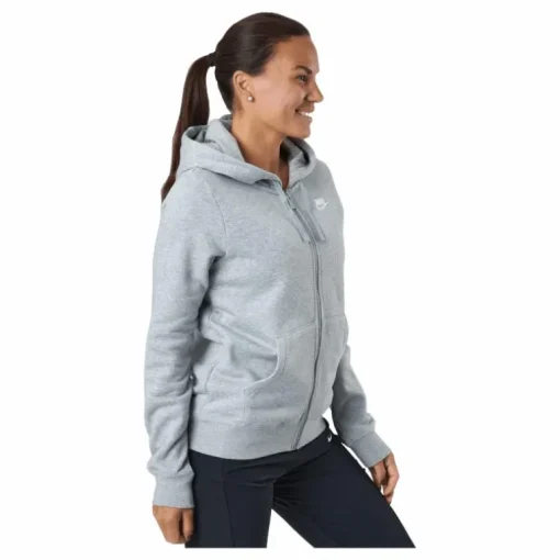 Sportswear Club Fleece Women's Full-Zip Hoodie DK GREY HEATHER/WHITE