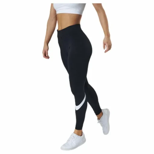 Sportswear Essential Women's Mid-Rise Swoosh Leggings BLACK/WHITE