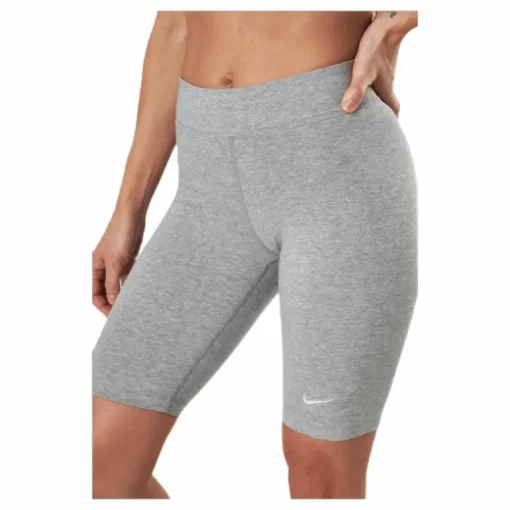 Sportswear Essential Women's Mid-Rise Bike Shorts DK GREY HEATHER/WHITE