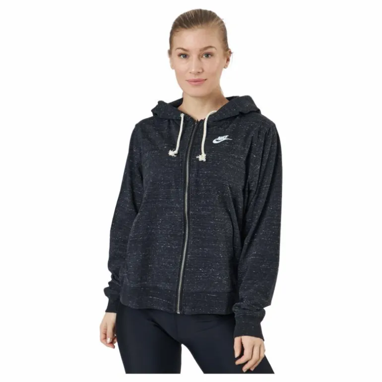 Sportswear Gym Vintage Women's Full-Zip Hoodie BLACK/WHITE