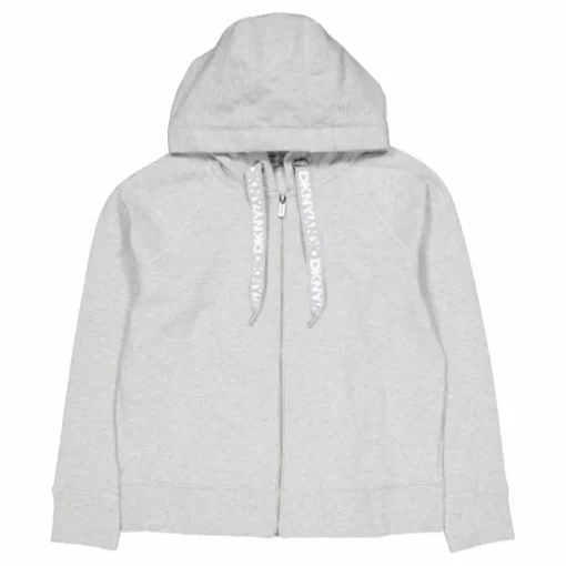 Two Tone Logo Drawcord Zip Hoo Pearl Grey Heather